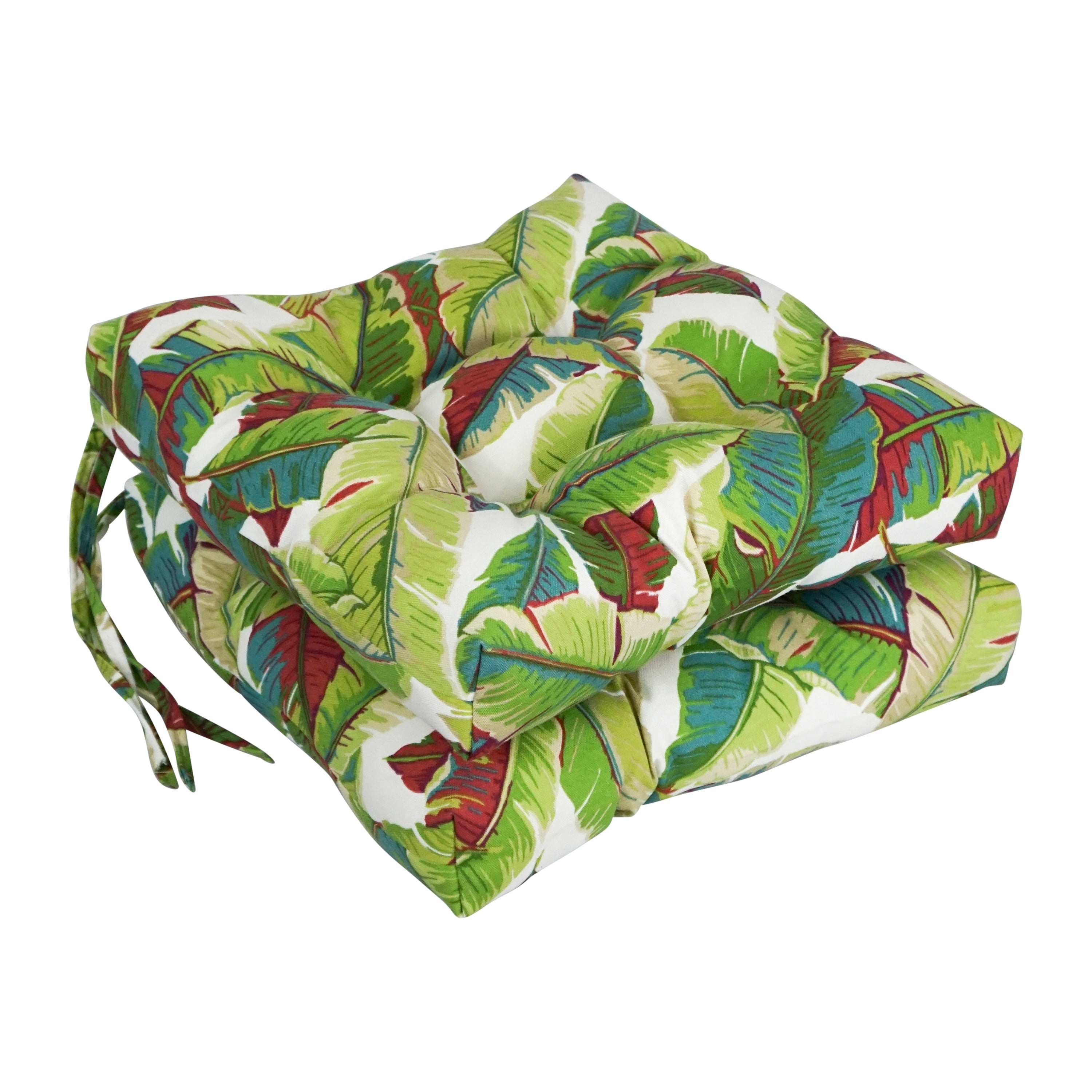 Blazing Needles 16-inch Square Tufted Indoor/Outdoor Chair Cushions (Set of 2) - 16" Alenia Pompeii