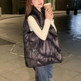thumbnail image 4 of REORIAFEE Women Winter Warm Waistcoat Stand Collar Sleeveless Puffy Puffer Padded Vest Lightweight Outerwear Zipper Sleeveless Pullover Blouse Open Front Jacket Coat Outwear, 4 of 5
