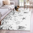 thumbnail image 2 of Grey Coastal 3'x5' Rug, Summer Eucalyptus Leaves Beach Ocean Starfish Nautical Non-Slip Area Rugs for Entryway Kitchen Classroom, Dorm Throw Carpet, Low Pile Soft Indoor Floor Mat, 2 of 9