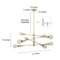 thumbnail image 4 of LNC Mid-century Modern Sputnik Gold Chandelier 6/8-Light Globe Swing Arms Adjustable Pendant for Dining room 8-Light 8 D31"x H 75'' Painted,Antiqued, 4 of 5