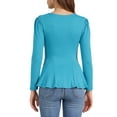 thumbnail image 3 of INSPIRE CHIC Women's Tops Long Sleeves Scoop Neck Casual Peplum Shirts M Lake Blue, 3 of 6