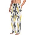 thumbnail image 4 of Black and Yellow Feathers Men's Pajama Pants Lightweight Sleepwear Bottom Lounge Pants, 4 of 6