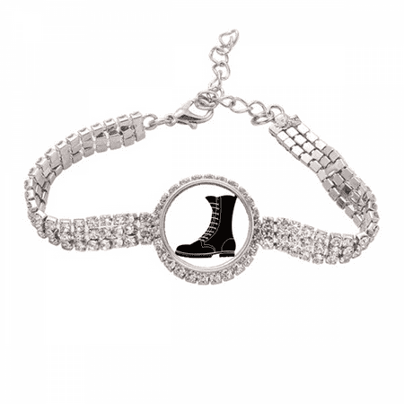 Men s Black High Boots Outline Pattern Tennis Chain Anklet Bracelet Diamond Jewelry