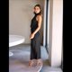 thumbnail image 5 of Vestido de Satén de Verano 2025 para Mujer, Elegante, Sin Mangas, con Cuello Alto, para Cóctel o Fiesta. Negro M, 5 of 10