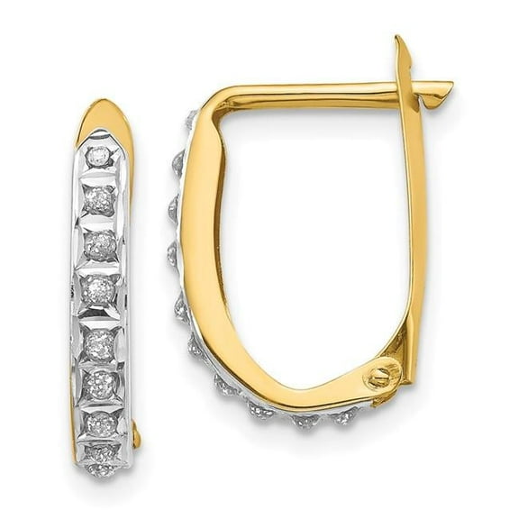 14k Diamond Fascination Leverback Hinged Hoop Earrings DF147 (16mm X 2mm)