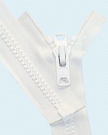 151"–200" Vislon Zipper ~ YKK #10 Reversible Molded with 2 Heads (1 Zipper / Pack) (190, White)