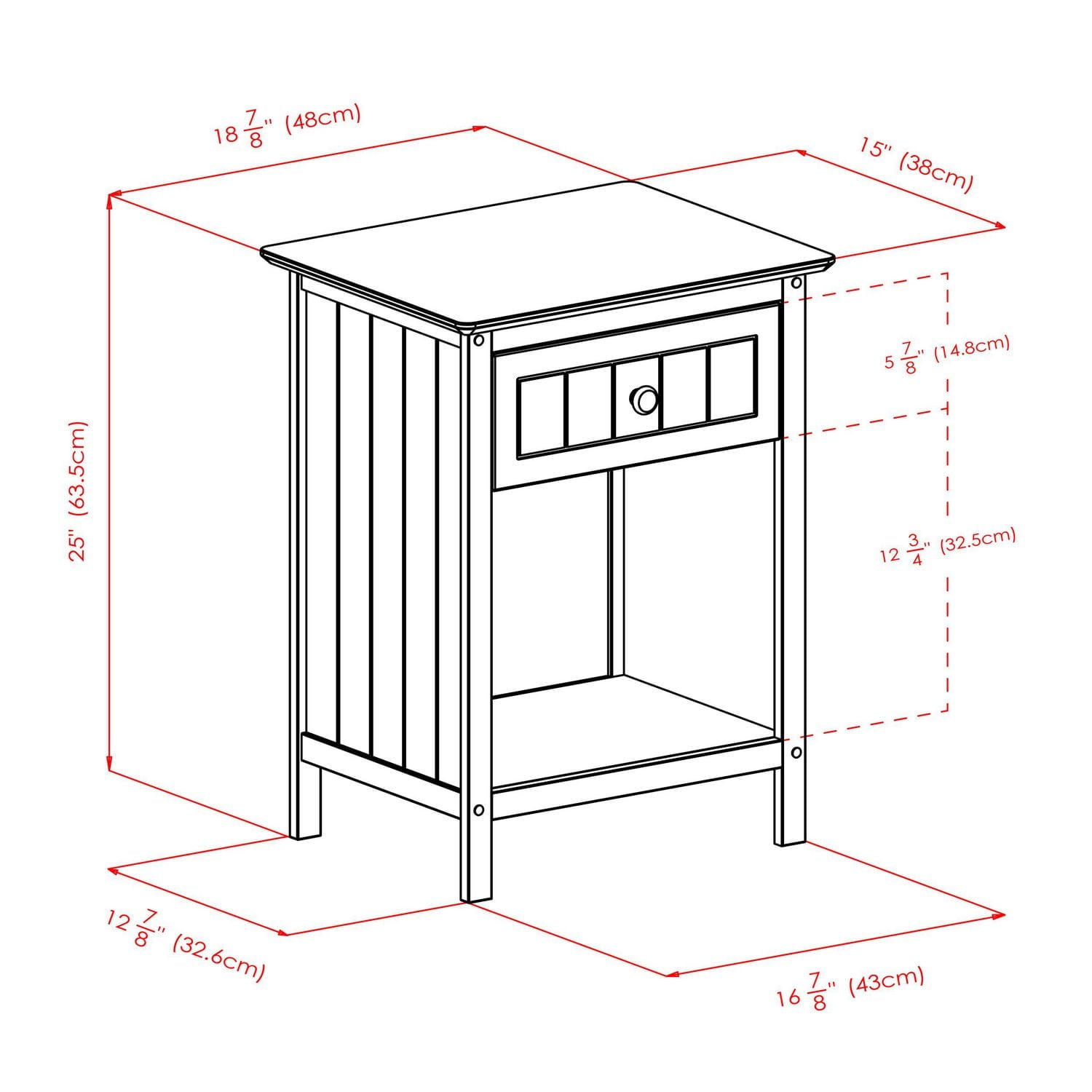 Winsome Table d'appoint Blair fini Café