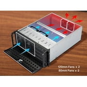 Rosewill RSV-R4000U 4U Server Chassis Rackmount Case | 8 3.5 HDD Bays, 3 5.25 Devices | ATX, CEB Compatible | 2 Front 120mm Fans, 2 Rear 80mm Fans | USB 3.0, 2.0 | Front Panel Lock | Silver/Black