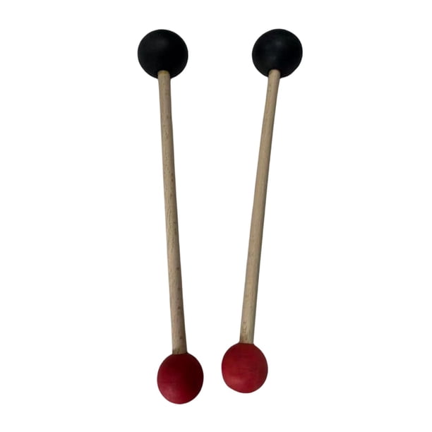 2 piezas de mazos para cuencos tibetanos, de doble cabeza, multiusos, con agarre cómodo para percusión. redondo negro y rojo