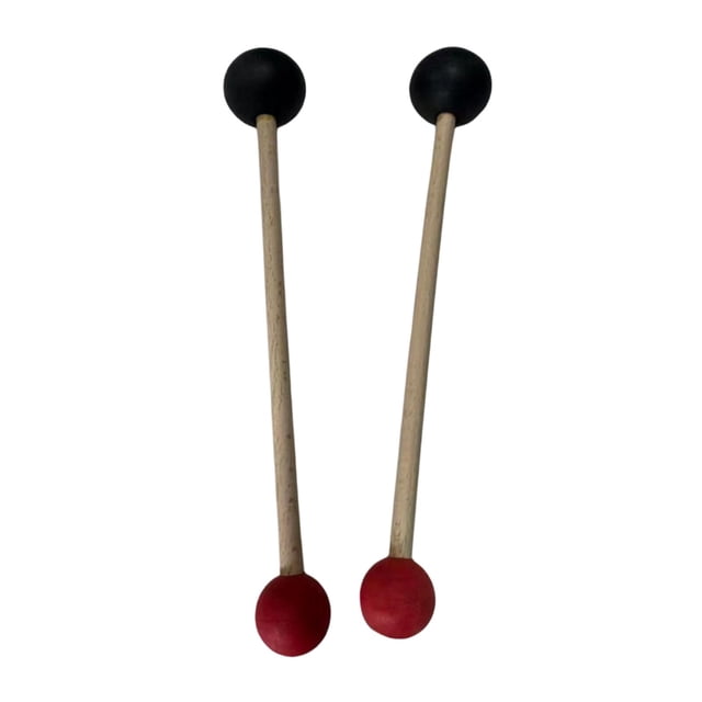 FashionCha 2 Pcs Bol Chantant Maillet Bâton de Percussion pour Méditation Yoga Étirement Noir et Rouge Rond