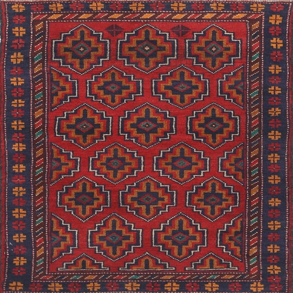 Ahgly Company Machine Washable Indoor Square Traditional Red Area Rugs, 8' Square