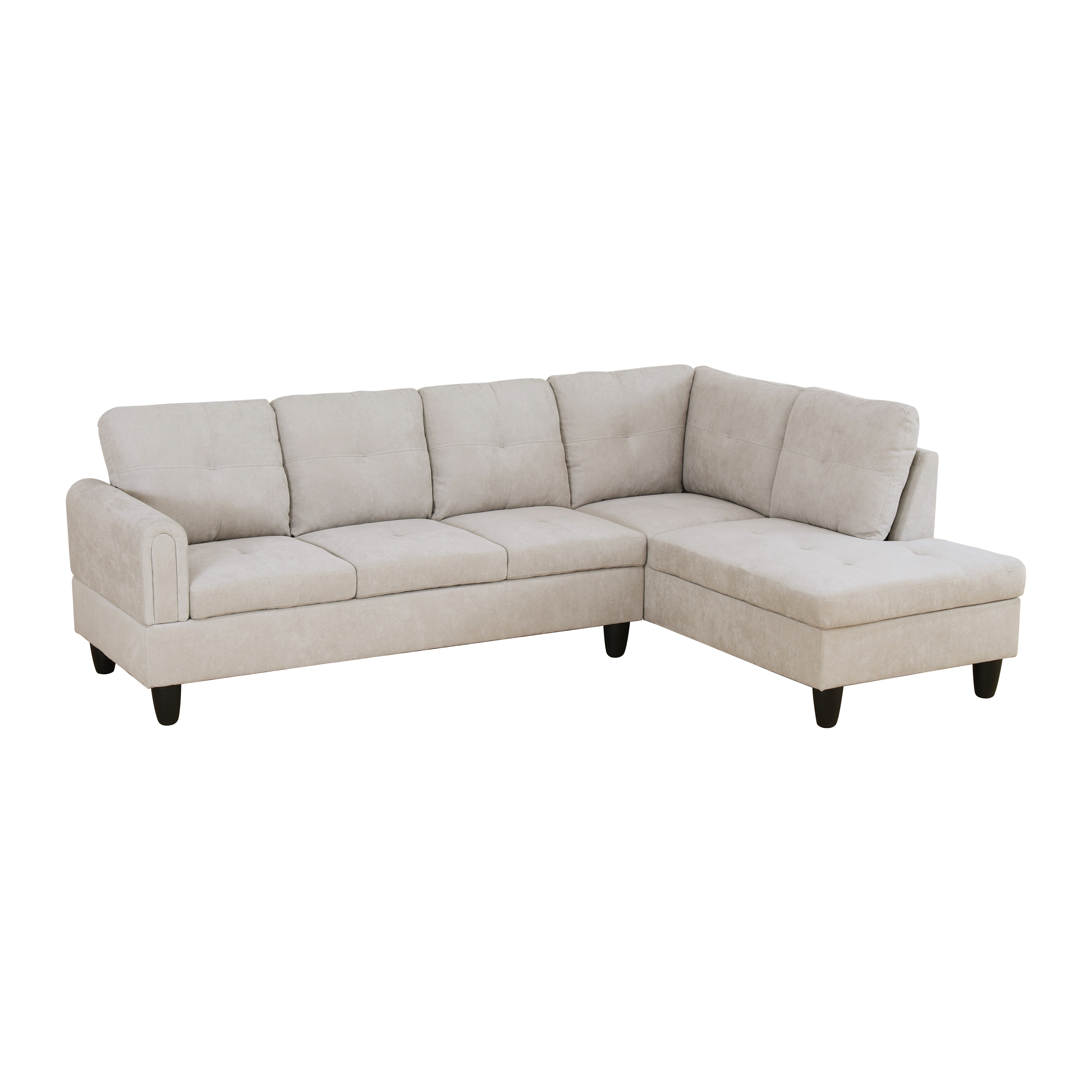 MAYEERTY 97" Sectional Sofa Fluffy Fabric Modular Couches with Reversible Chaise without Ottoman, Light Grey(Right)