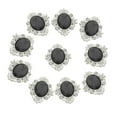 thumbnail image 2 of Rongfmy 10pcs Oval Flatback Crystal Rhinestone Flower Button DIY Wedding Jewelry 3# Black, 2 of 7