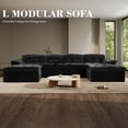 thumbnail image 4 of Aukfa 6-Piece U-Shaped Modular Sectional Sofa with 2 Ottomans for Living Room, Ice Flower Chenille, Black, 4 of 10