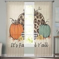 thumbnail image 3 of Fall Sheer Curtains 63 Inch Length 2 Panels Set, Semi Transparent Voile Rod Pocket Curtains for Living Dining Room Bedroom Drapes Thanksgiving Pumpkin Sunflower Plaid Leopard Print, 3 of 8