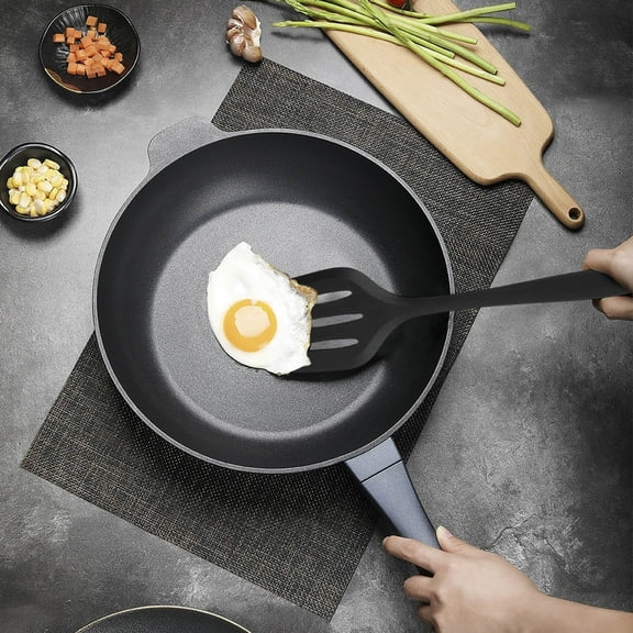 Nonstick Silicone Spatula with Heat-Resistant Coating, Flexible Leak-Proof Cooking Utensil with Drain Holes & Hanger, Dishwasher Safe Kitchen Tool (12 Inch)