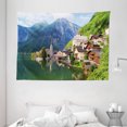 thumbnail image 1 of Nature Tapestry, Idyllic Alps Village Small Town by Majestic Mountain Lake European Pastoral Scenery, Wall Hanging for Bedroom Living Room Dorm Decor, 80W X 60L Inches, Multicolor, by Ambesonne, 1 of 2