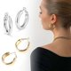 thumbnail image 3 of Pendientes de aro redondos, brillantes y pulidos, de color dorado y plateado., 3 of 5