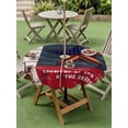 thumbnail image 4 of Outdoor Tablecloths with Umbrella Hole & Zipper, 4th of July Round Tablecloths 60 Inch, Country Texas Star Flag Red Blue Wooden Grain Waterproof Table Cloth, Patio/Pool/Picnic Table Covers, 4 of 8