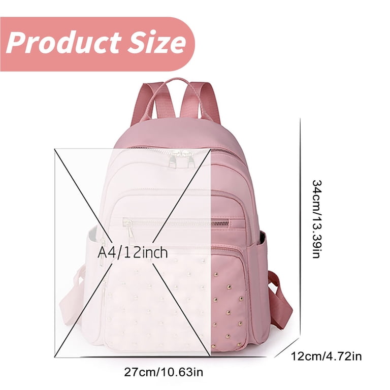 blush mini backpack purse Pink Nylon The Frilly Frog action zippers Small Backpack for Women Pink