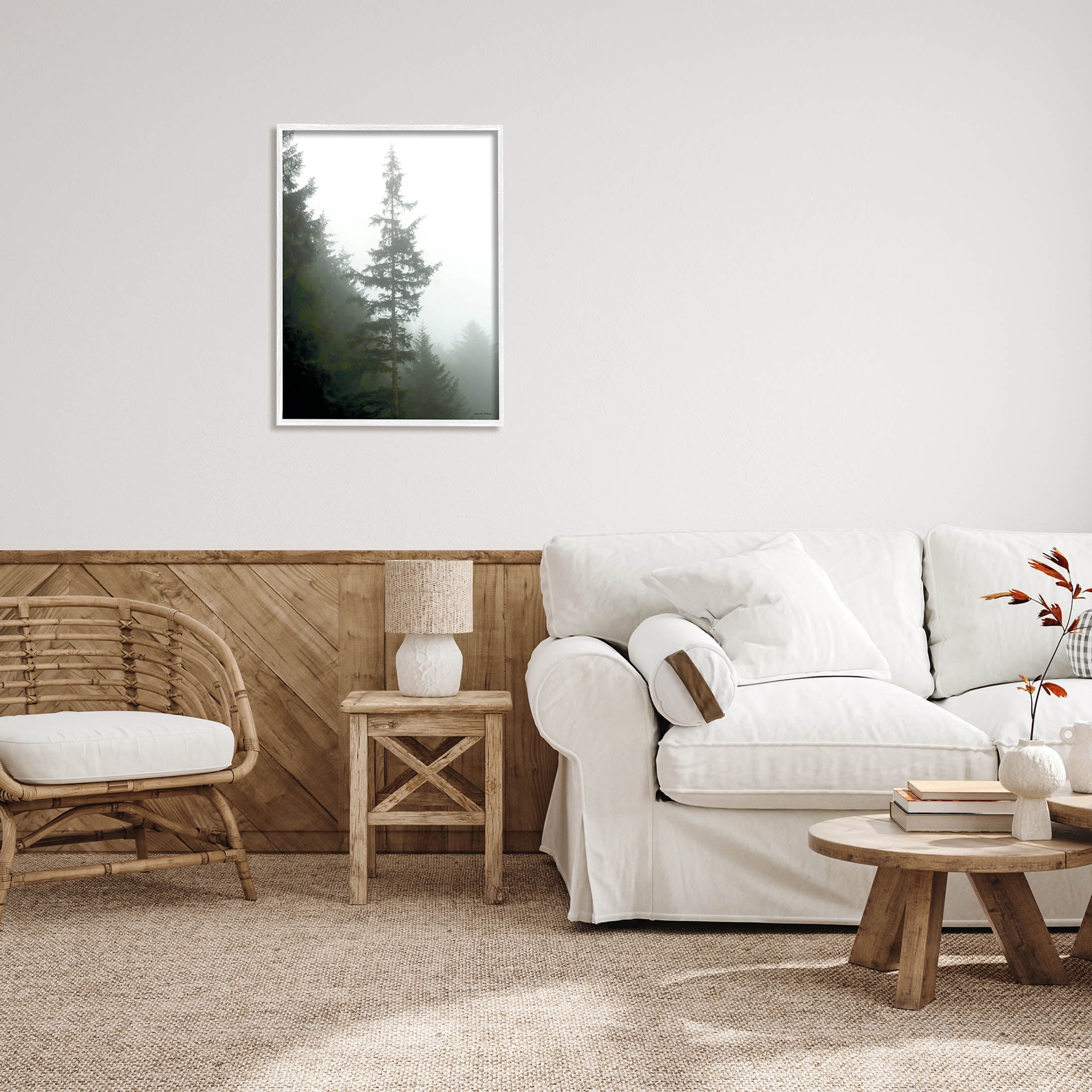 Stupell Industries Majestic Pine Foggy Forest Photograph White Framed Art Print Wall Art, Design by Debra Van Swearingen