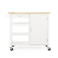 thumbnail image 2 of Benjara Alex Rolling Kitchen Island Bar Cart with Shelves, Brown Wood, White, 2 of 5