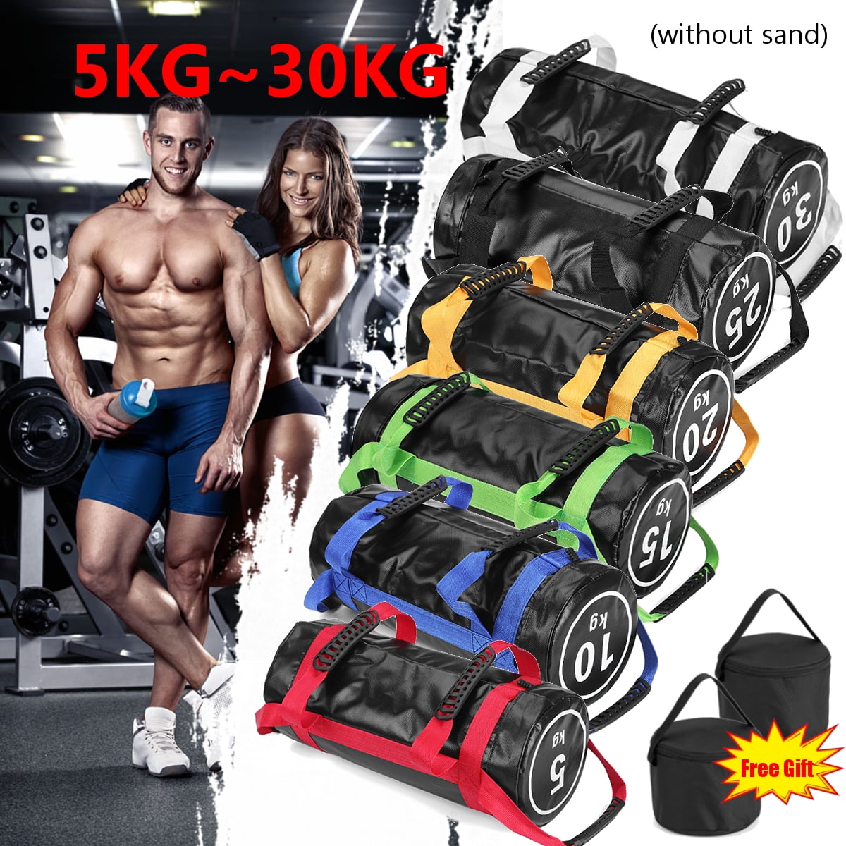66lbs Weighted Training Bag Fitness Power Sandbag Home Gym Men Weight Lifting 