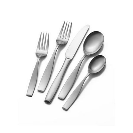 Mikasa 5081298 Satin Loft 65-Piece 18/10 Stainless Steel Flatware Set with Serving Utensil Set, Service for 12