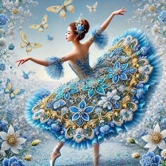 DIY Diamond Painting Kits for Adults Elegant Ballet Dancer with Butterflies 5D Diamond Art Kits, Full Drill Diamond Painting Kits, Gem Arts and Crafts for Beginner Home Wall Decor
