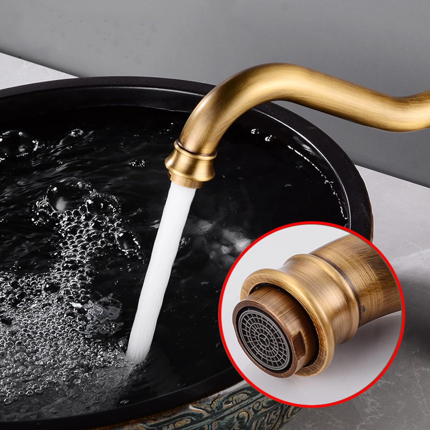 Vintage Sink Faucet Bathroom, 360° Swivel Bathroom Sink Faucet, Antique Brass, Single Handle Bathroom Faucet, Cold/Hot Water Basin Tap High, Gold