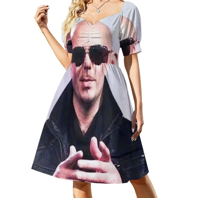 Pitbull también ha pasado por eso. Mr.Worldwide Design Vestido de manga corta. Vestidos de noche de lujo para mujer. Ropa de mujer.