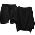 thumbnail image 1 of Birdeem Blouses pour Femmes Mode Col Rond Décontracté Manches 3/4 Hauts Shorts Pantalons Ensembles, 1 of 12