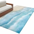thumbnail image 2 of Ocean Beach Washable Area Rugs 2.7'x5', Gradient Blue Ocean Waves Beige Beach Low Pile Throw Living Room Rug Non-Slip Sturdy Edge Binding Carpet for Indoor Entryway Bedside Kitchen, 2 of 9