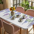 thumbnail image 3 of Purple Weeping Flowers Table Cloths for 3 Foot Rectangle Tables, Spring Floral Elegant Pastoral Patio Waterproof Elastic Fitted Tablecloths, Washable Rectangular Table Cover for Camping, 3 of 8