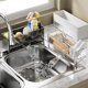 thumbnail image 1 of Estante para almacenamiento en el fregadero de la cocina – Organizador multifuncional para cubiertos • Soporte para esponjas • Estante de drenaje para cepillo y cuenco • Plástico transparente/negro, 1 of 6
