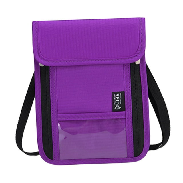 Cartera de viaje con protección para el cuello, ideal para regalar en cumpleaños y compras callejeras. , PÚrpura Púrpura