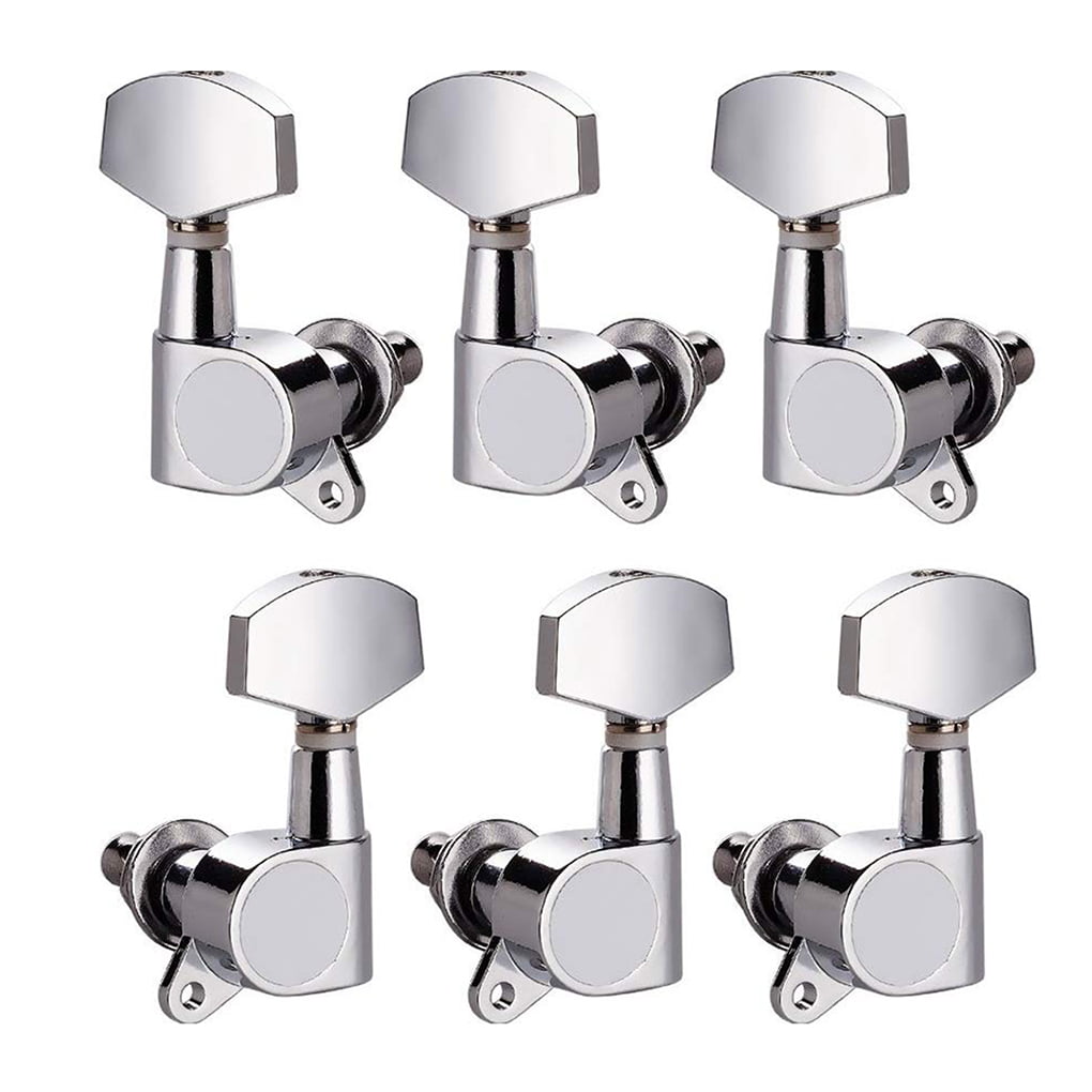 Metallor Semiclosed String Tuning Pegs Tuning Keys Machine Heads Tuners 3L 3R Electric Guitar Acoustic Guitar parts Replacement Set of 6Pcs Chrome. 