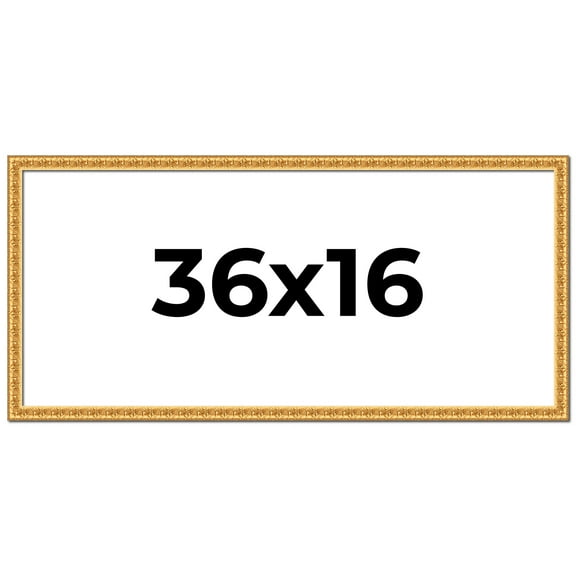 36x16 Frame Gold Real Wood Picture Frame Width 1 inches | Interior Frame Depth 0.5 inches | Edwina