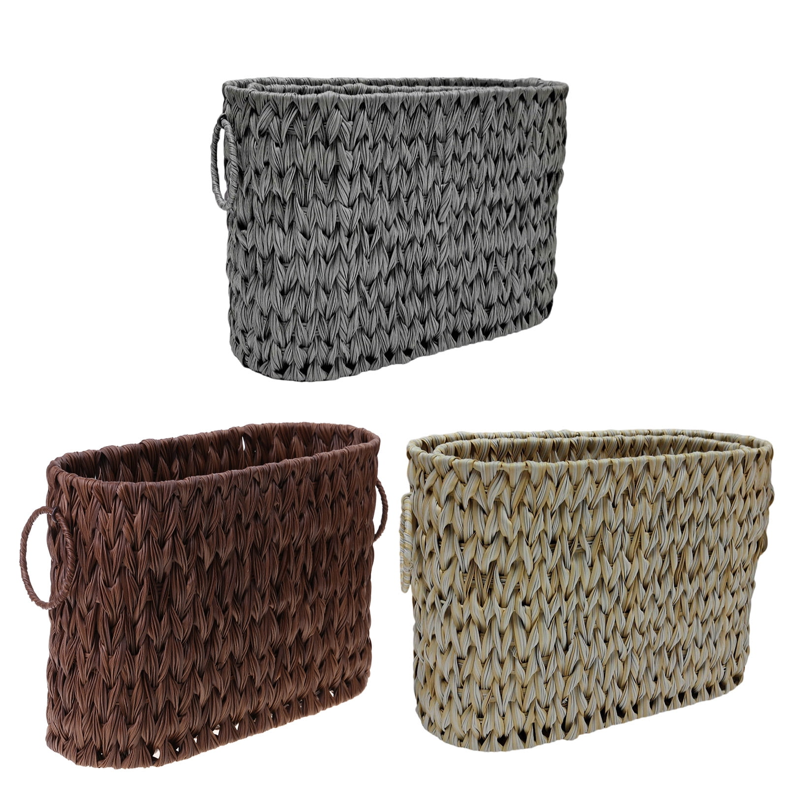 Elegant Wicker Toilet Paper Storage Basket with Lid Narrow Bathroom Organizers for 6 to 9 Rollsl Portable for Closet