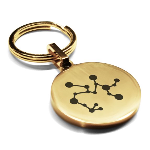 Stainless Steel Sagittarius (Centaur Archer) Astrology Constellation Round Medallion Keychain Circle Ring