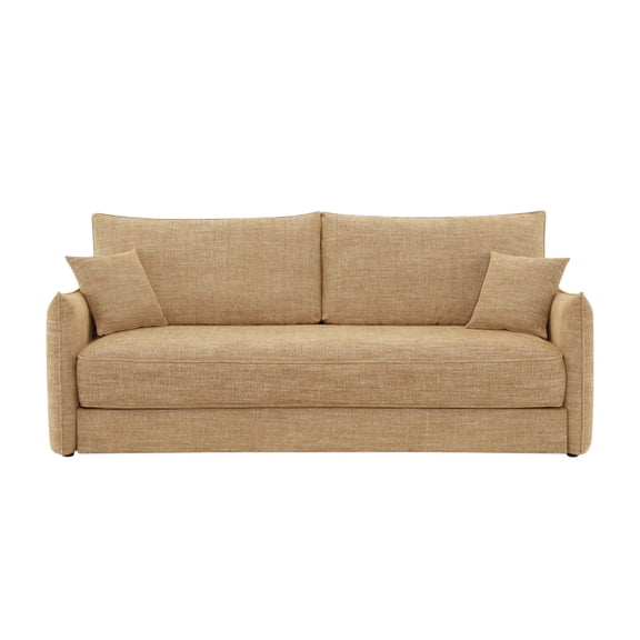 Cadie Mocha Chenille Sofa W/2 Pillows (Can Turn Into A Sofa Bed)