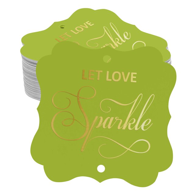 Inkdotpot Let Love Sparkle Wedding Bottle Tag Real Gold Foil Favor Bracket Shape Hang Tags Pack Of 100