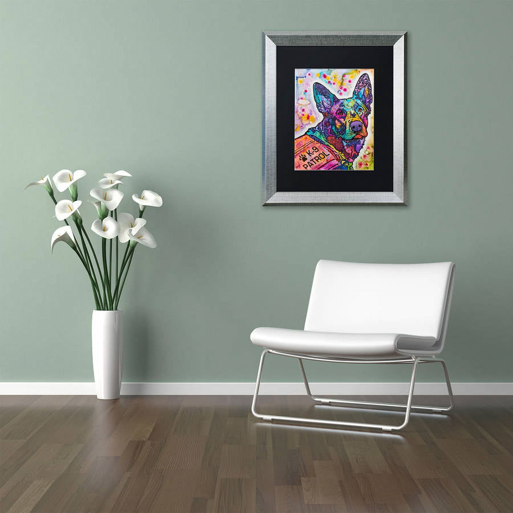 Trademark Fine Art "K-9 Patrol Large-003" Canvas Art by Dean Russo, Black Matte, Silver Frame