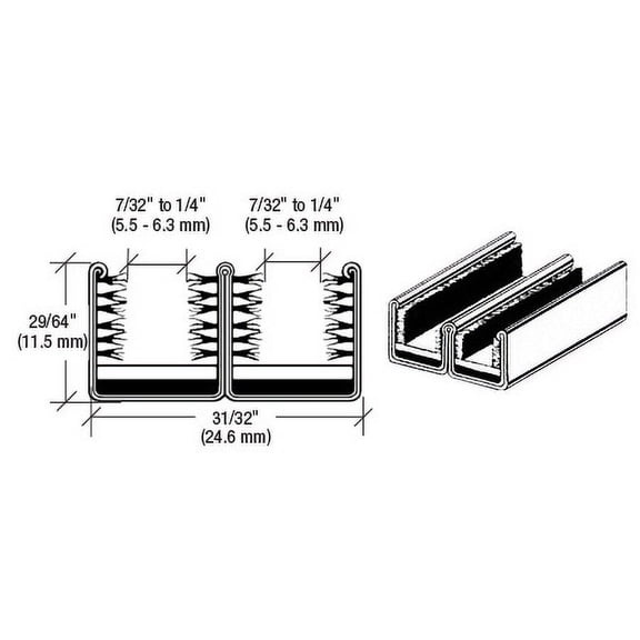 C.R. Laurence Y58396 Rigid Polished Double Marine Channel 15/16" Wide - 96" Length
