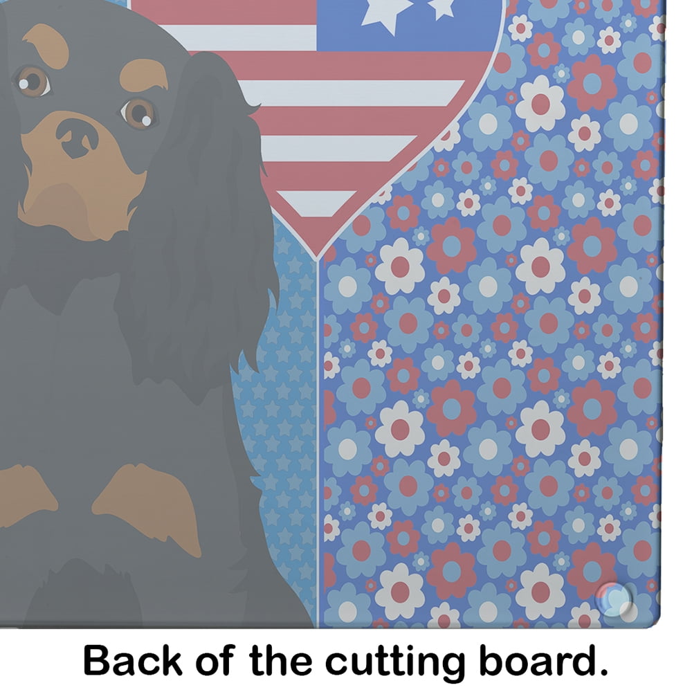 Black and Tan Cavalier Spaniel Glass Cutting Board Large 12 in x 15 in