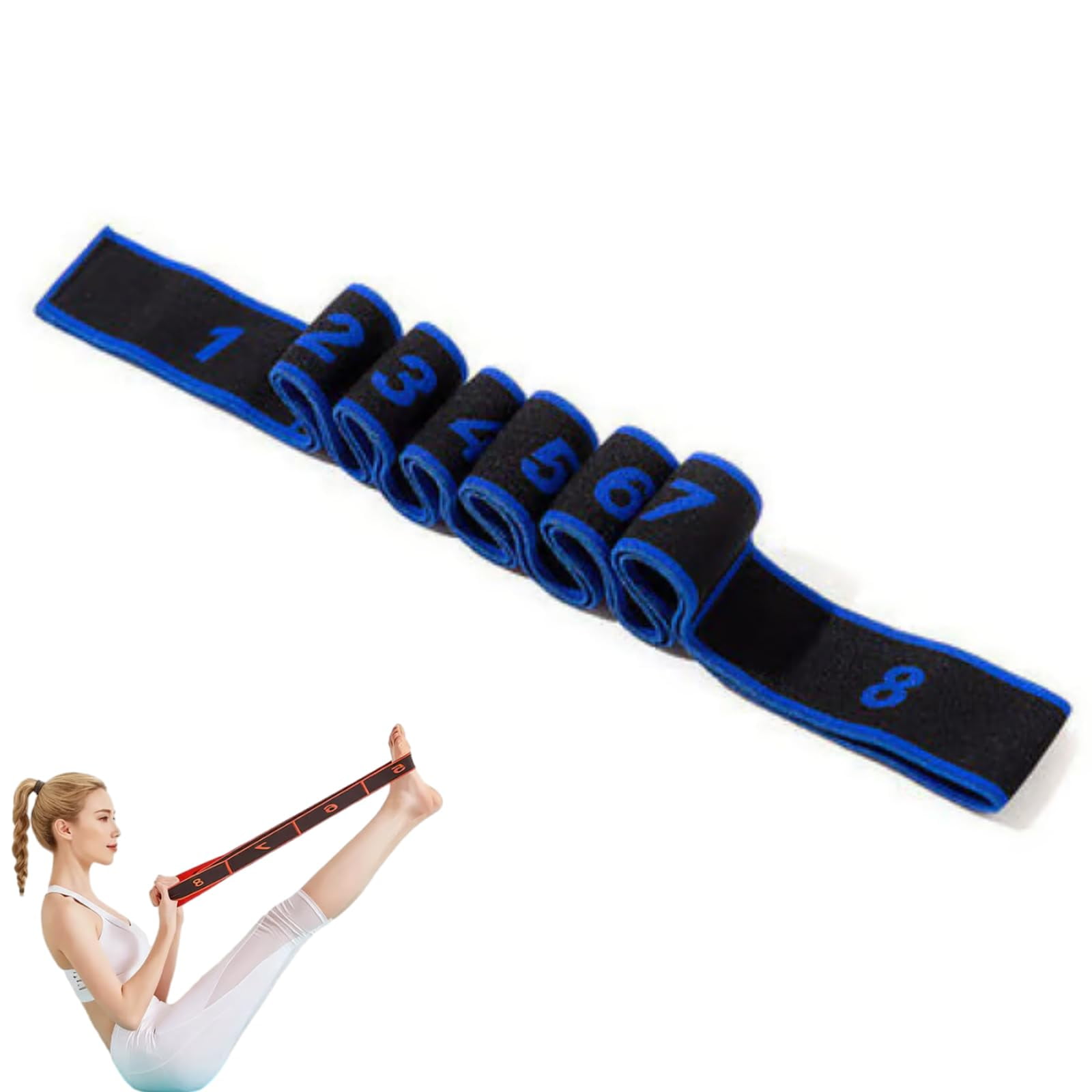 Fitness Resistance Band , Number Stretch Resistance Band with Clear Markings, 8-Section Elastic Training Bands for Yoga, Stretching, Pilates, Fitness