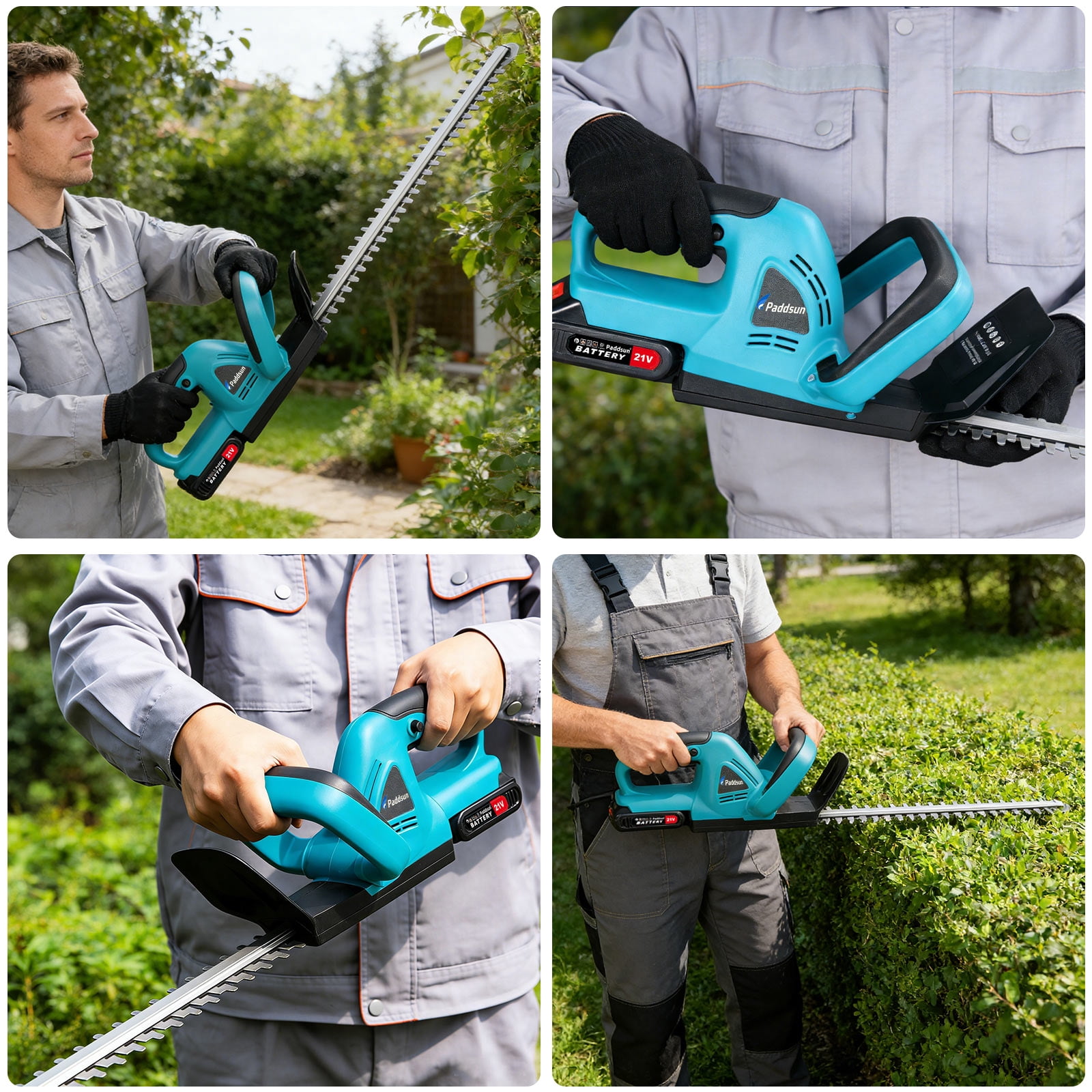 Paddsun Electric Hedge Trimmer, 20" Blade Cordless Hedge Trimmer Double-Sided 0.8" Cutting Width with 3.0Ah Battery