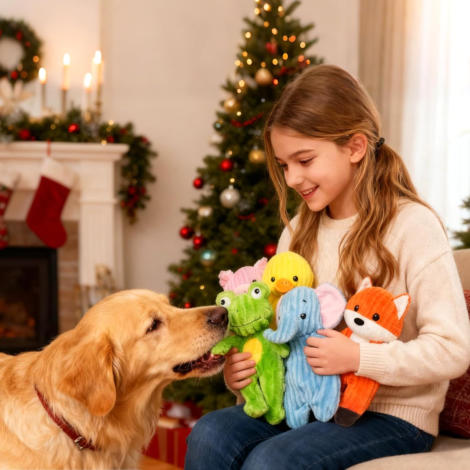 Dog Toys 5 Pack Plush Squeaky Toys No Stuffing Bodies Crinkle Animals Pet Toy for Small Medium Large Dogs Puppy Chew Toy to Keep Them Busy
