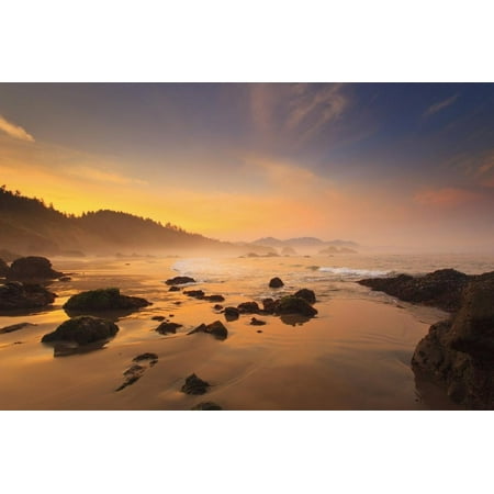 Sunrise over Crescent Beach, Oregon Coast, Pacific Ocean, Pacific Northwest Print Wall Art By Craig