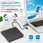 External DVD Drive, Amicool USB 3.0 Type-C CD DVD +/-RW Optical Drive USB C Burner Slim CD/DVD ROM Rewriter Writer Reader Portable for PC Laptop Desktop MacBook Mac Windows 7/8.1/10 Linux O
